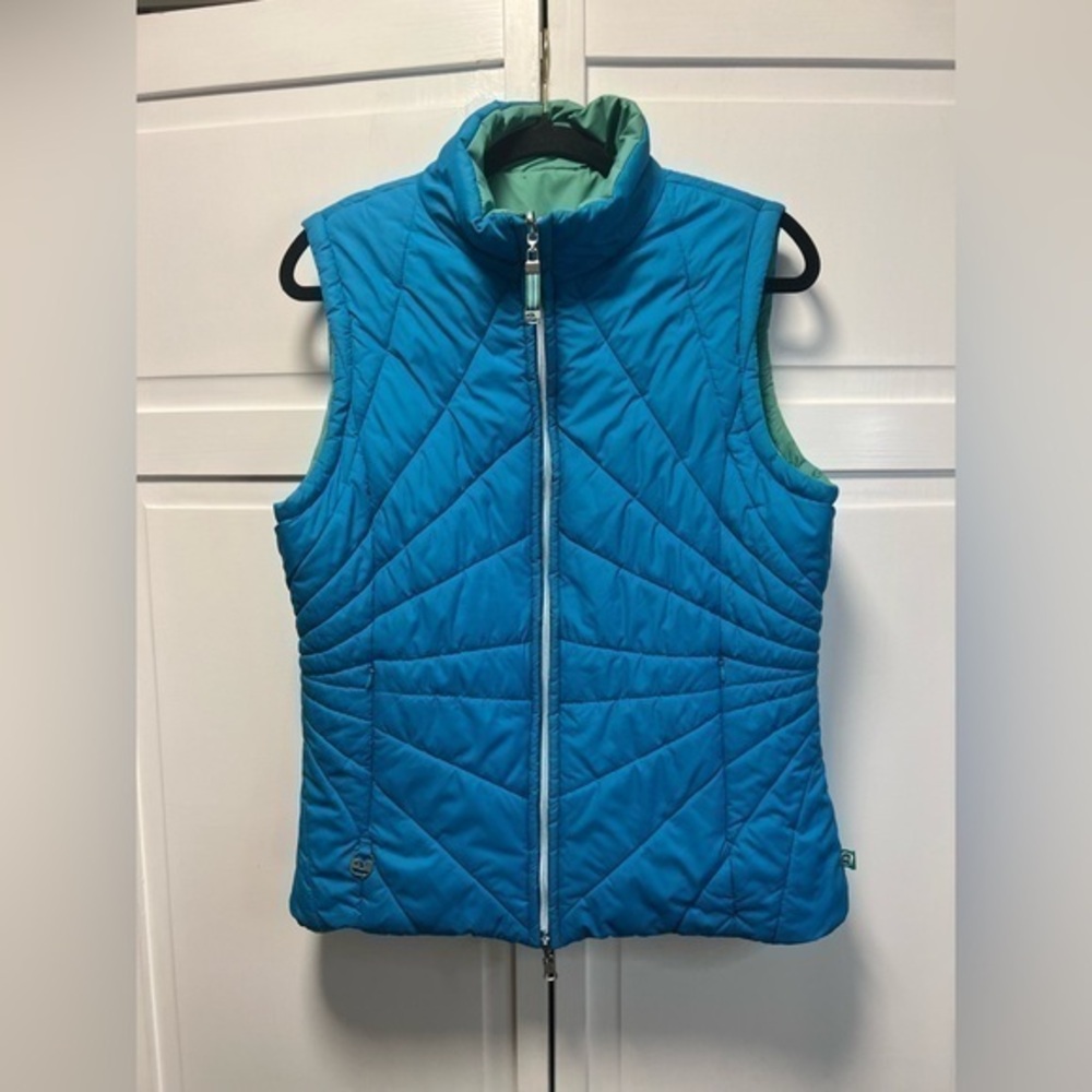 Free Country Reversible Vest Size Womens Large Color One Side Blue /Other Green